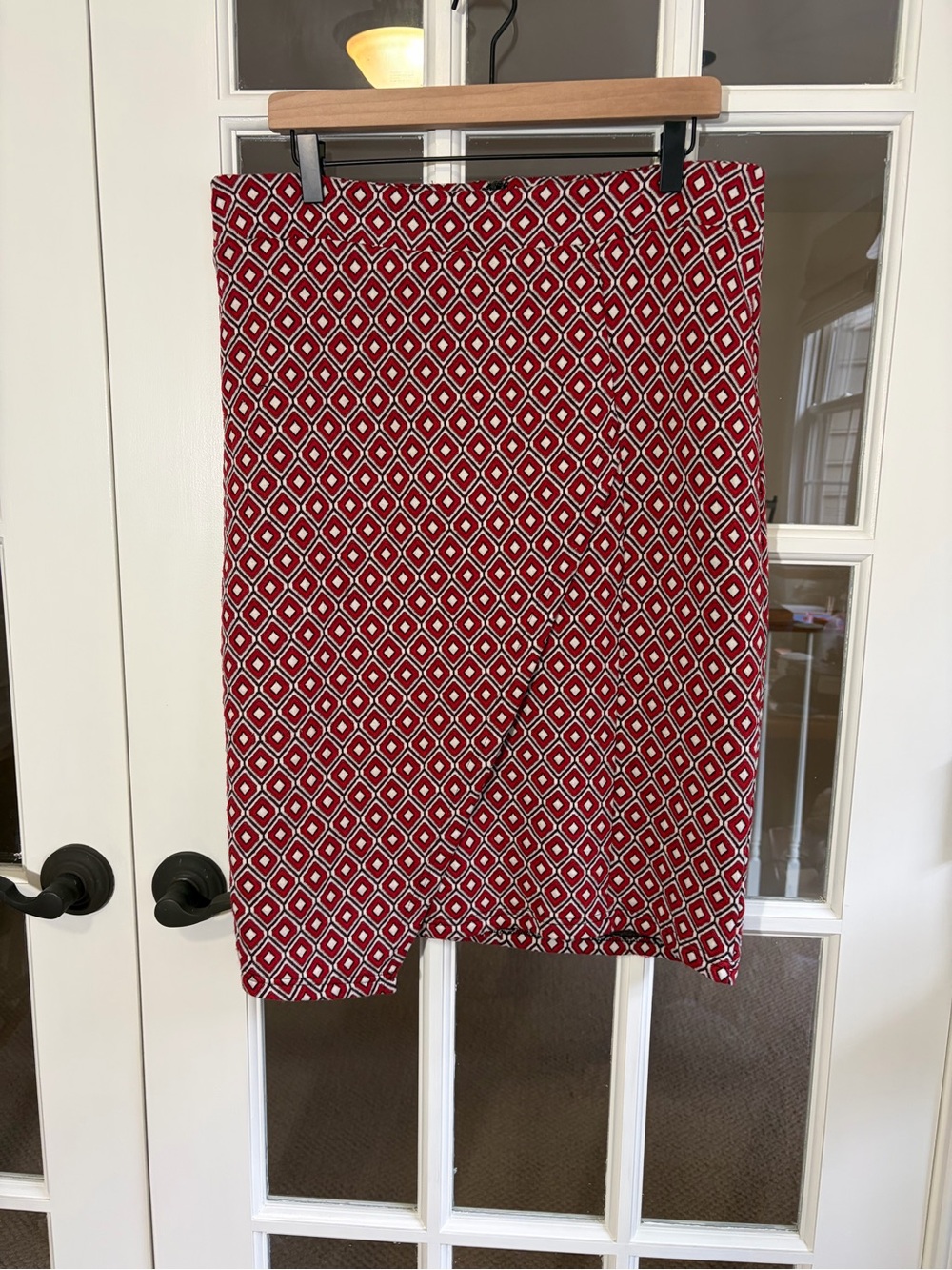 Maeve by Anthropologie Red Diamond-Print Pencil Skirt faux wrap